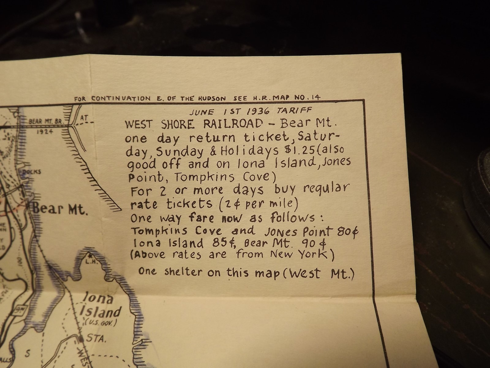 Original 1935 Hikers regional Map N0. 16 Dunderberg & West Mountain