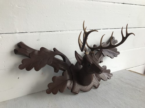 Vintage Coo Coo Clock Part Deer Head Antlers Clock Topper Wooden Black Forest ?