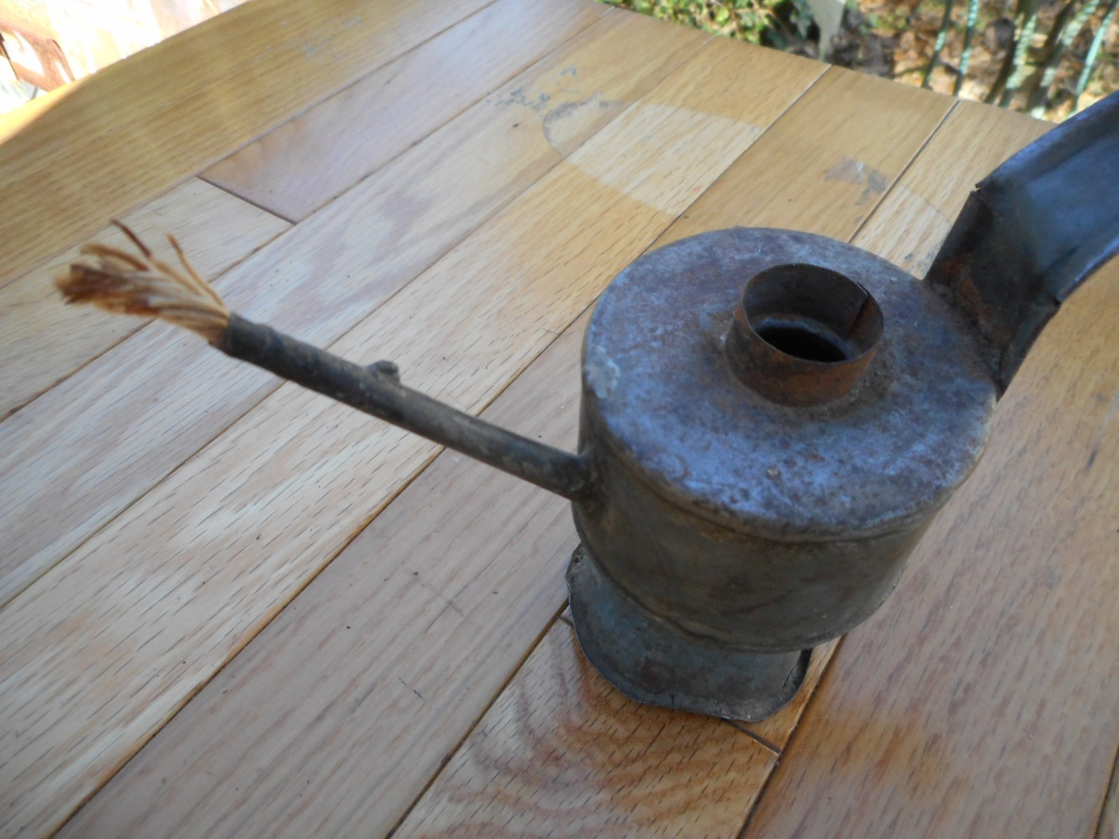 Antique Tin Soldered Mining Miner's Lamp Light Table Small Oil Kerosene