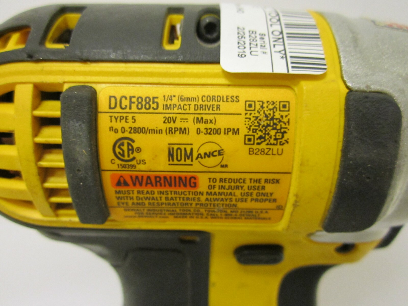 (RI1) DEWALT DCF885 20v Max Li-Ion 1/4