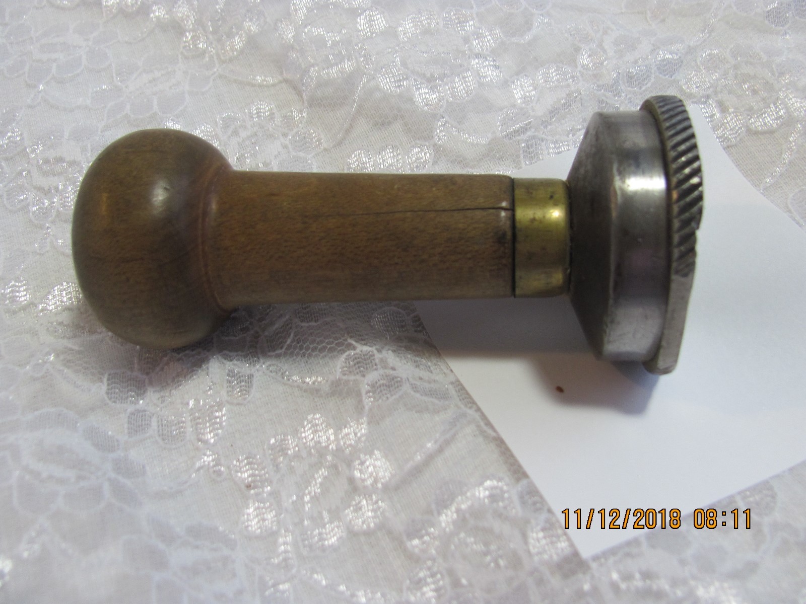 Vintage Hand Stamp Dater Canceler Wooden Handle USPS Metal Base Blank Antique