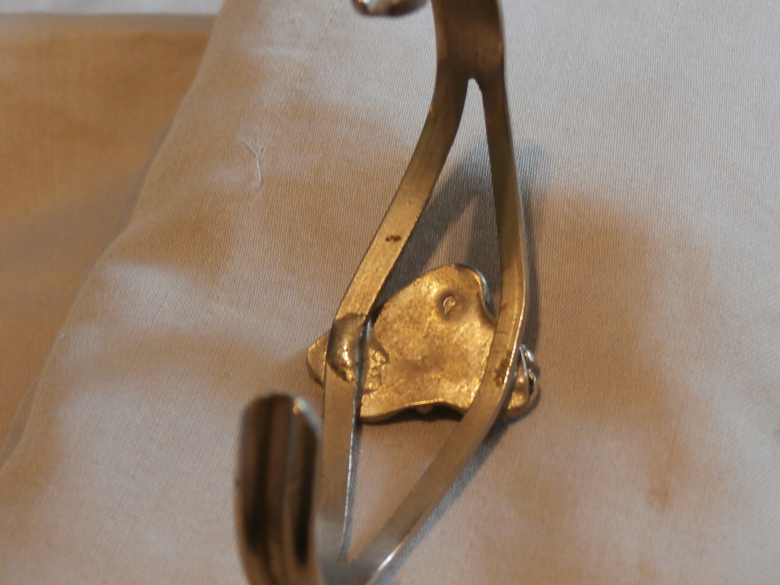 Vintage Nickel Silver Cuff Bracelet With MOP and Leaf Motif Native Style