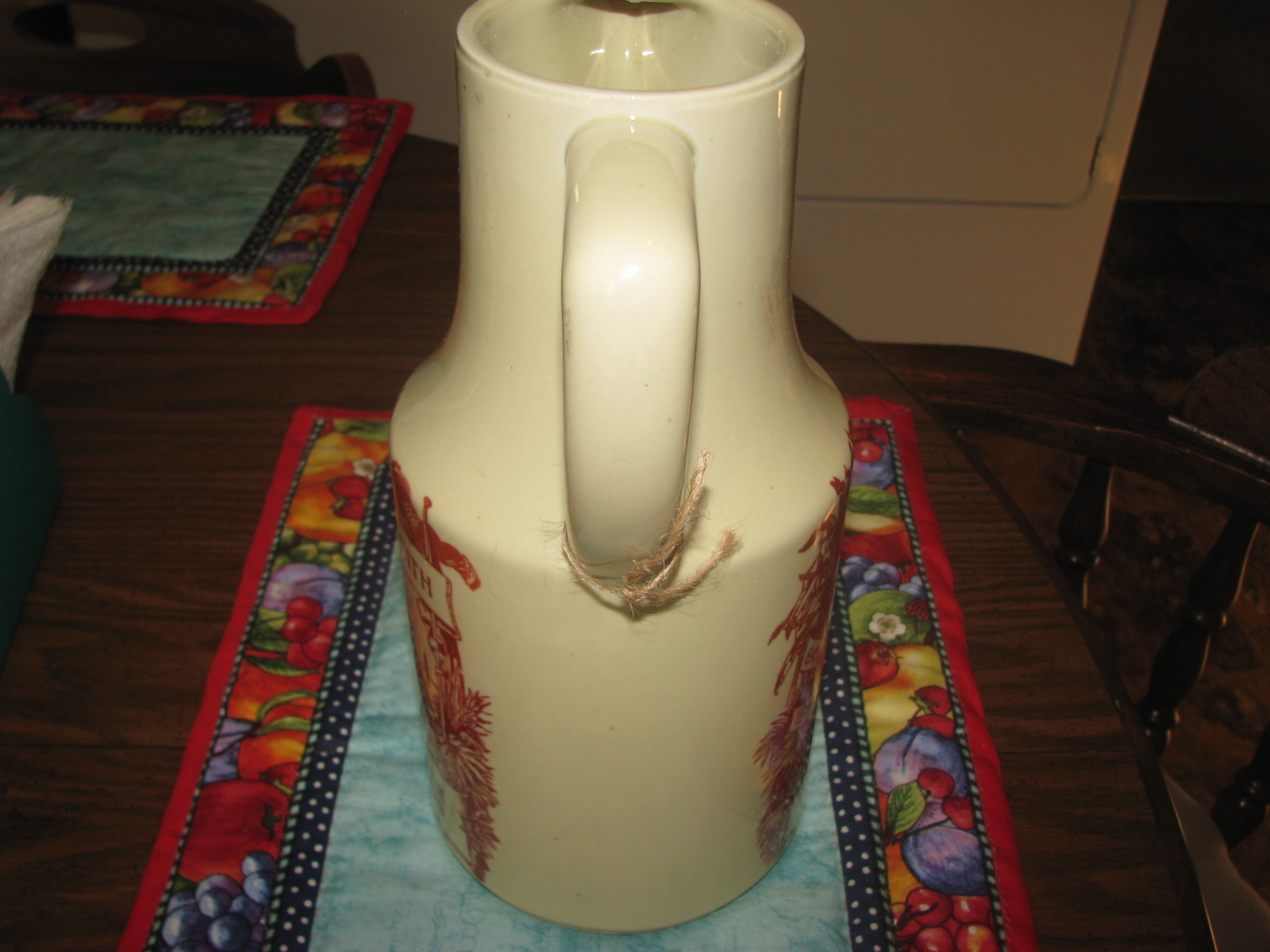 Antique vintage advertising by P.N. Smith pottery stoneware pitcher