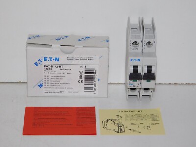 New Eaton FAZ-B1/2-RT Moeller 1A B 2pol 480Y/277VAC Mini Circuit Breaker 132750