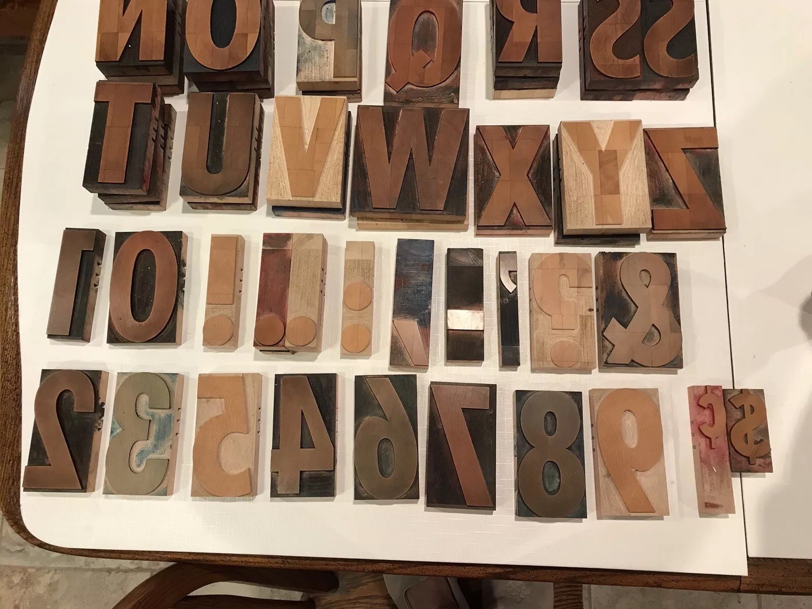 5” Wood letterpress Type, capital letters,  numbers and punctuation