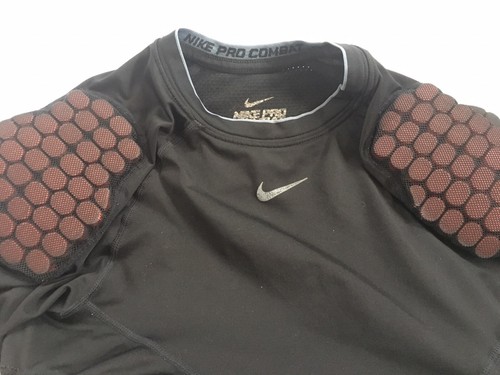 NIKE Pro Combat Shoulder Side Pads Padded Compression Shirt Black YOUTH XL