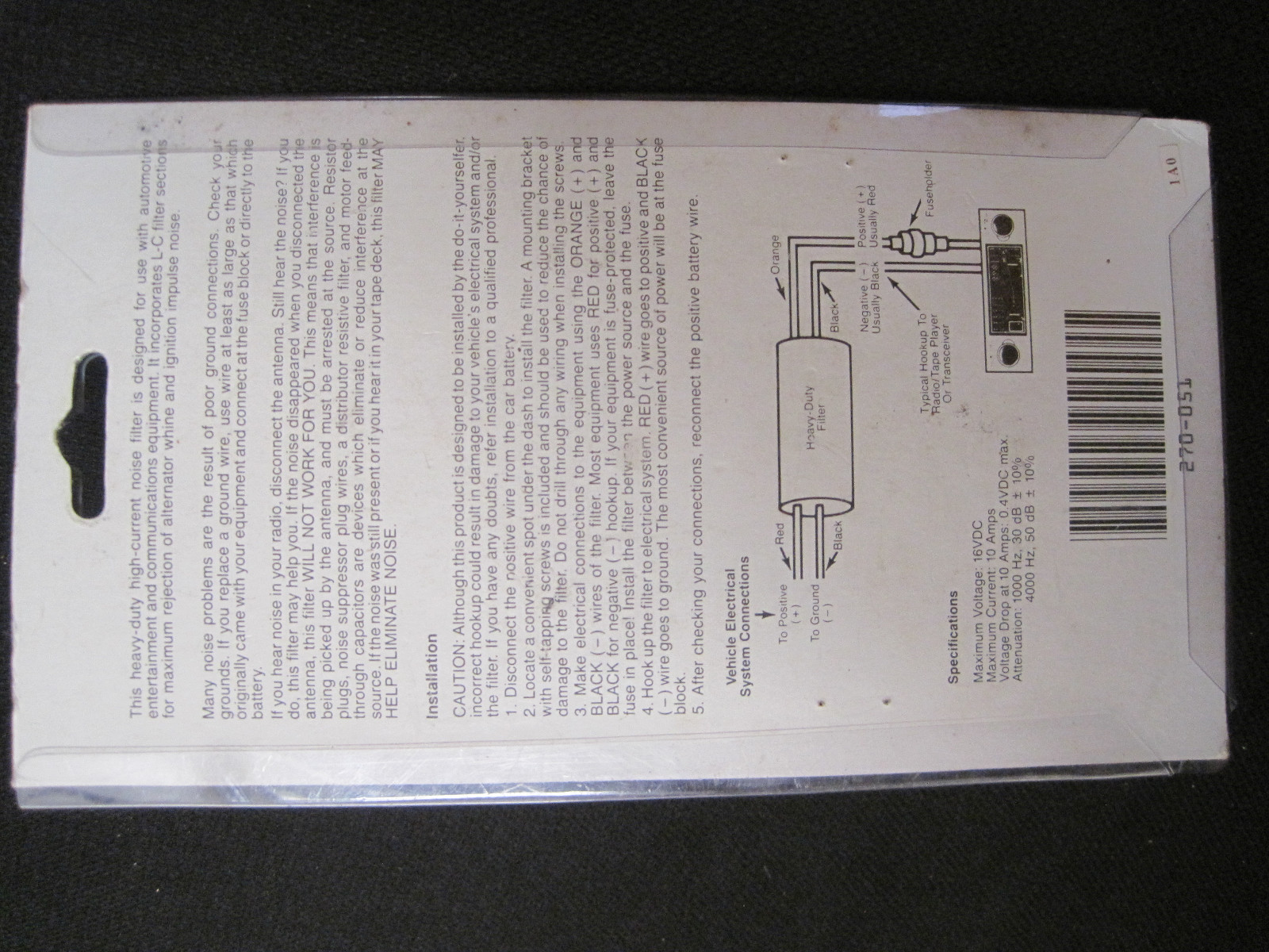 Archer 270-051B 10 Amp Heavy Duty Automotive Electrical Noise Filter ~ BRAND NEW