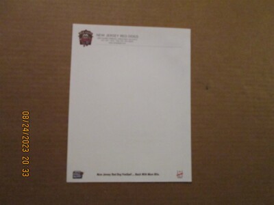AFL Arena Football New Jersey Red Dogs Vintage 1997 Unused Team Logo Letterhead