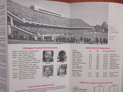 1981  Western  Kentucky Football Prospectus(JIMMY  FEIX/TIM  FORD/TROY  SNARDON)