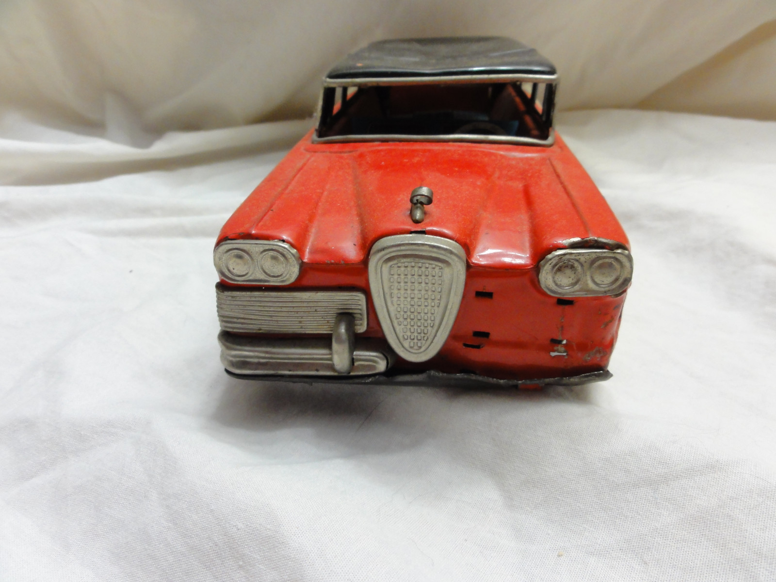 Vintage Tin Toy Car 1958 Edsel Station Wagon Japan Friction Wheels RED