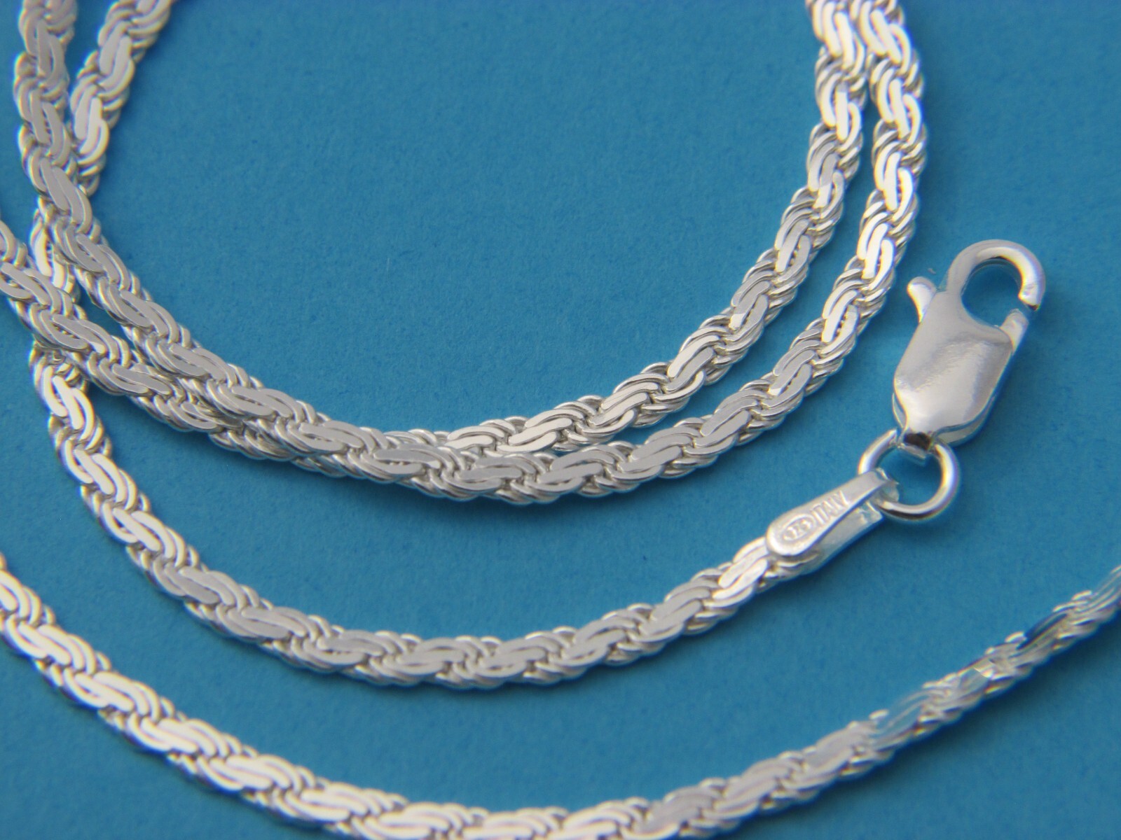Solid 925 Sterling Silver 2.5mm flat rope chain necklace Solid 925 Sterling Silver 2.5mm flat rope chain necklace
