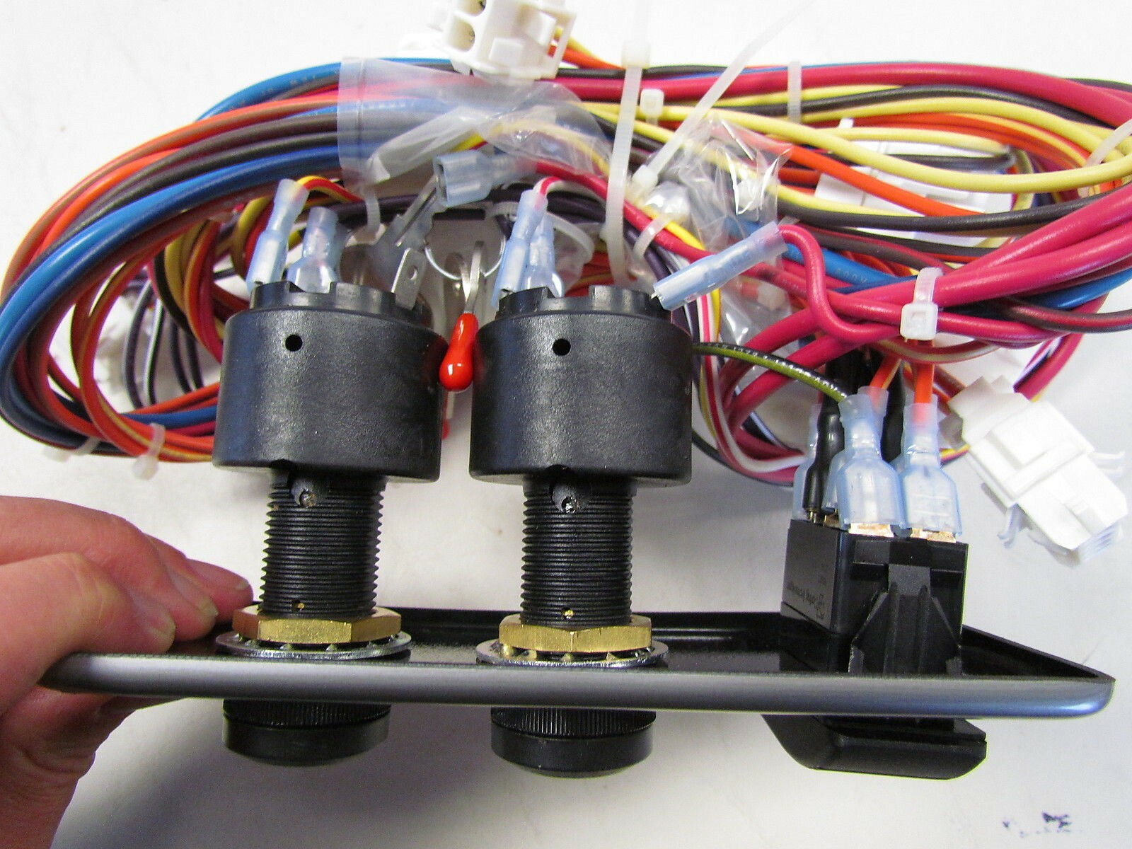 UNIVERSAL DUAL IGNITION & BLOWER SWITCH PANEL 6" X 2 1/2" SILVER MARINE