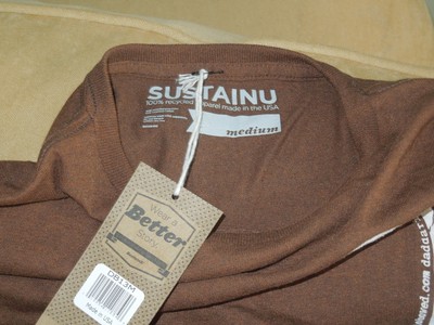 D'Addario Sustainu Recycled T-Shirt  Made in USA Size Large Earth Brown