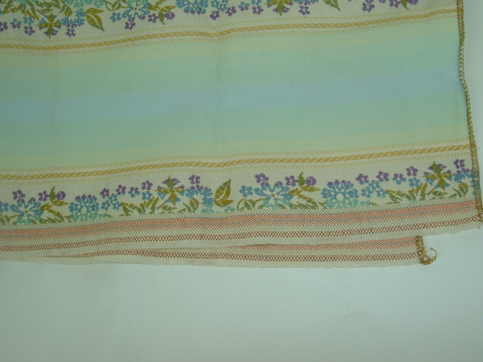 Vintage Floral Tapestry Striped Fabric Swatch Table Cloth Cover Shabby
