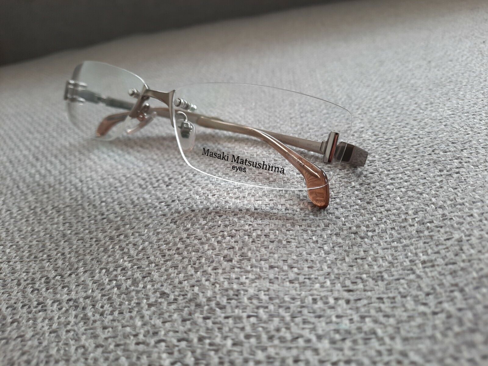 MASAKI MATSUSHIMA Japan Vintage Rimless Eyeglasses TITANIUM Model MF 1042 Gun MASAKI MATSUSHIMA Japan Vintage Rimless Eyeglasses TITANIUM Model MF 1042 Gun