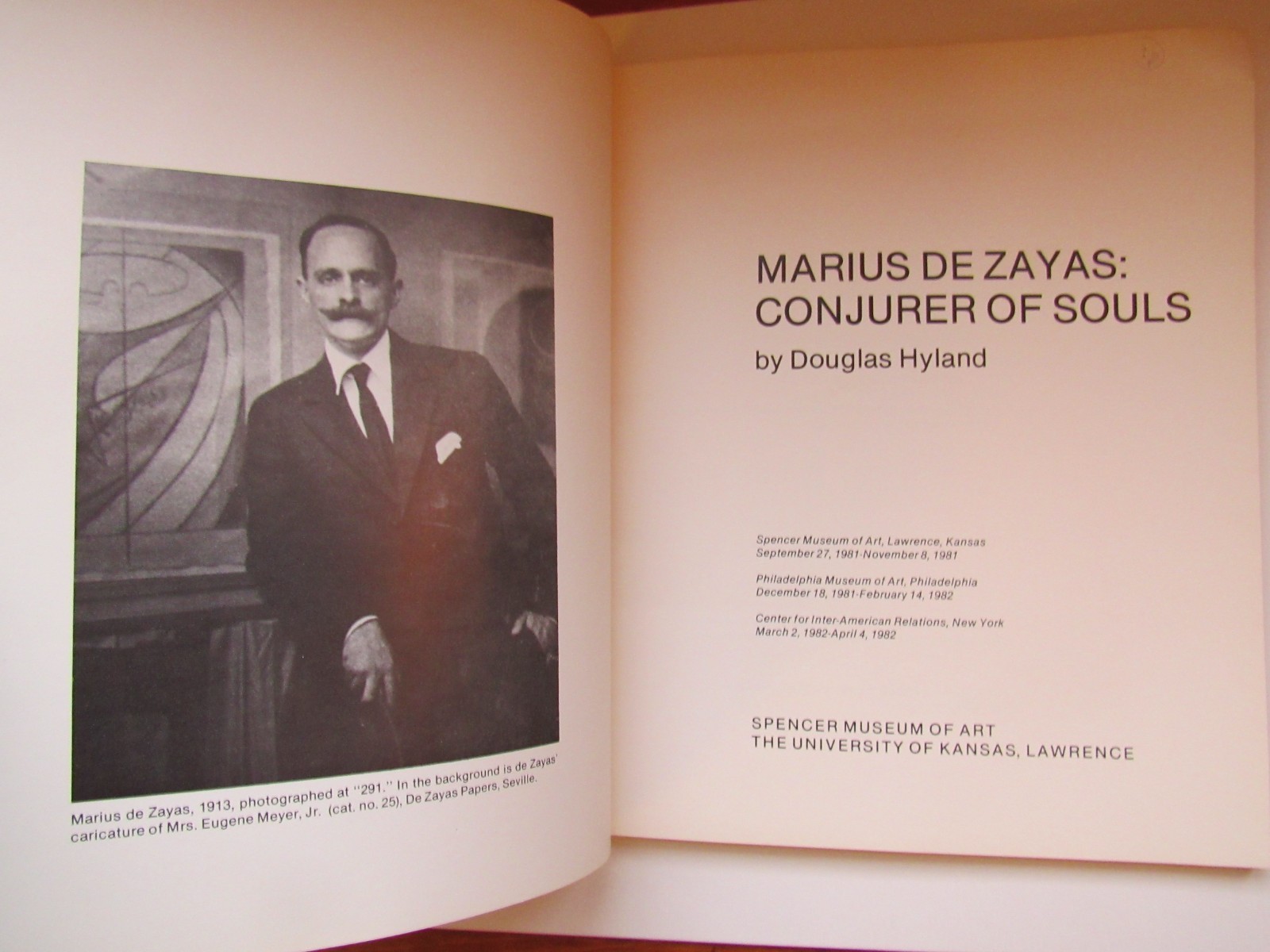 MARIUS DE ZAYAS: CONJURER OF SOULS Art Exhibition Catalog 1981 University Kansas