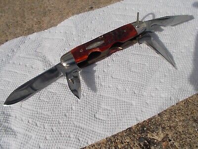 VINTAGE CASE 6445R XX ERA(1965-1969) UTILITY SCOUT RED BONE MINT POCKET KNIFE