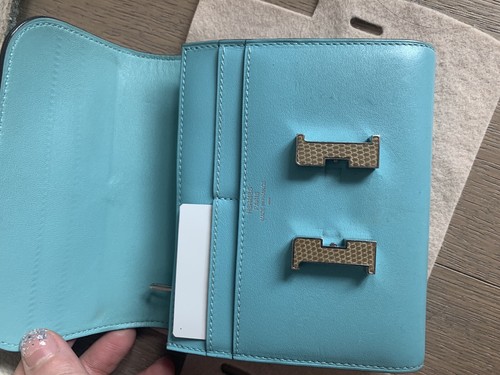 HERMÈS Constance Compact baby blue Tadelakt with lizard