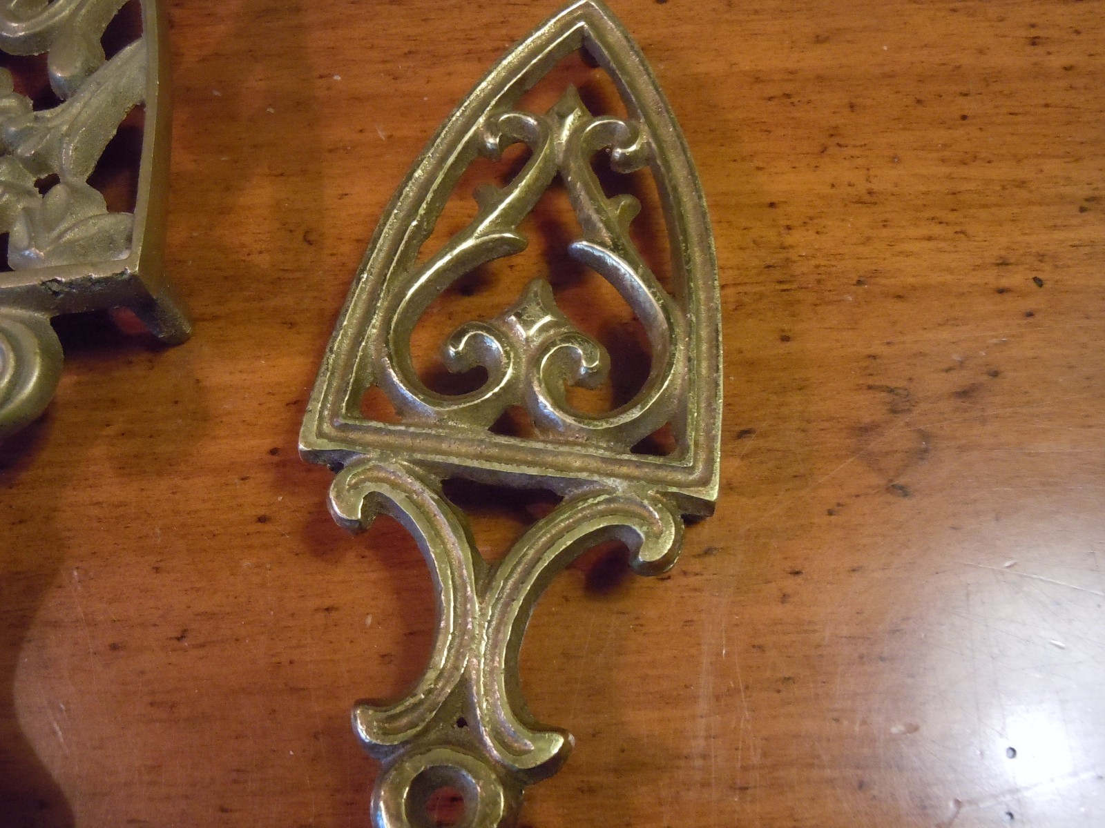 Three Vintage/ Antique Brass/ Metal Flat Iron Trivets