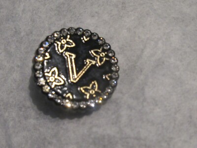 LOUIS VUITTON LV 1 button BLACK GOLD tone LIGHT metal , CRYSTALS 20mm/3/4''