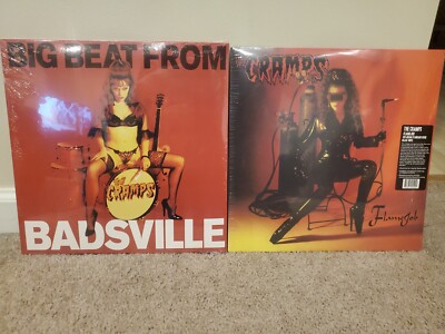 Lot of 2 Cramps Vinyl Records: Flamejob (Drastic Plast), Big Beat from Badsvill