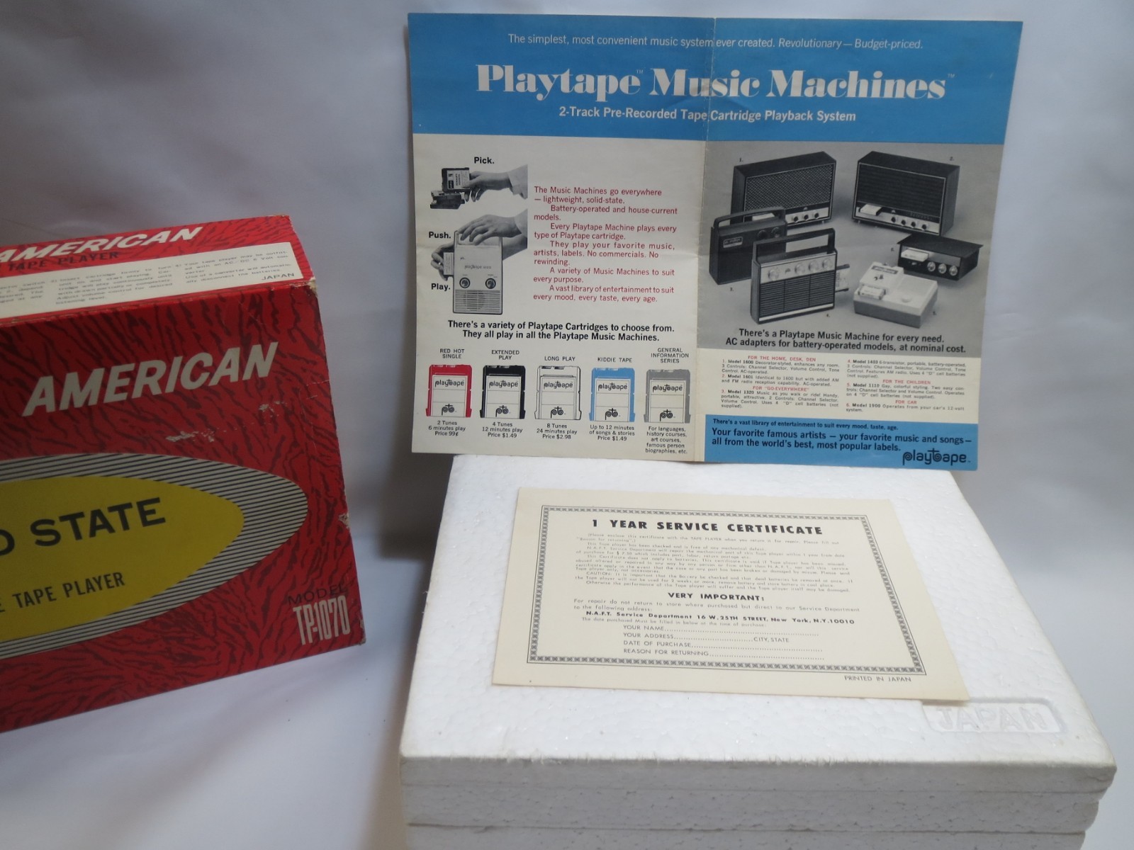 Vintage NORTH AMERICAN TP-1070  PlayTape 2 Track Cartridge Player  Made in Japan