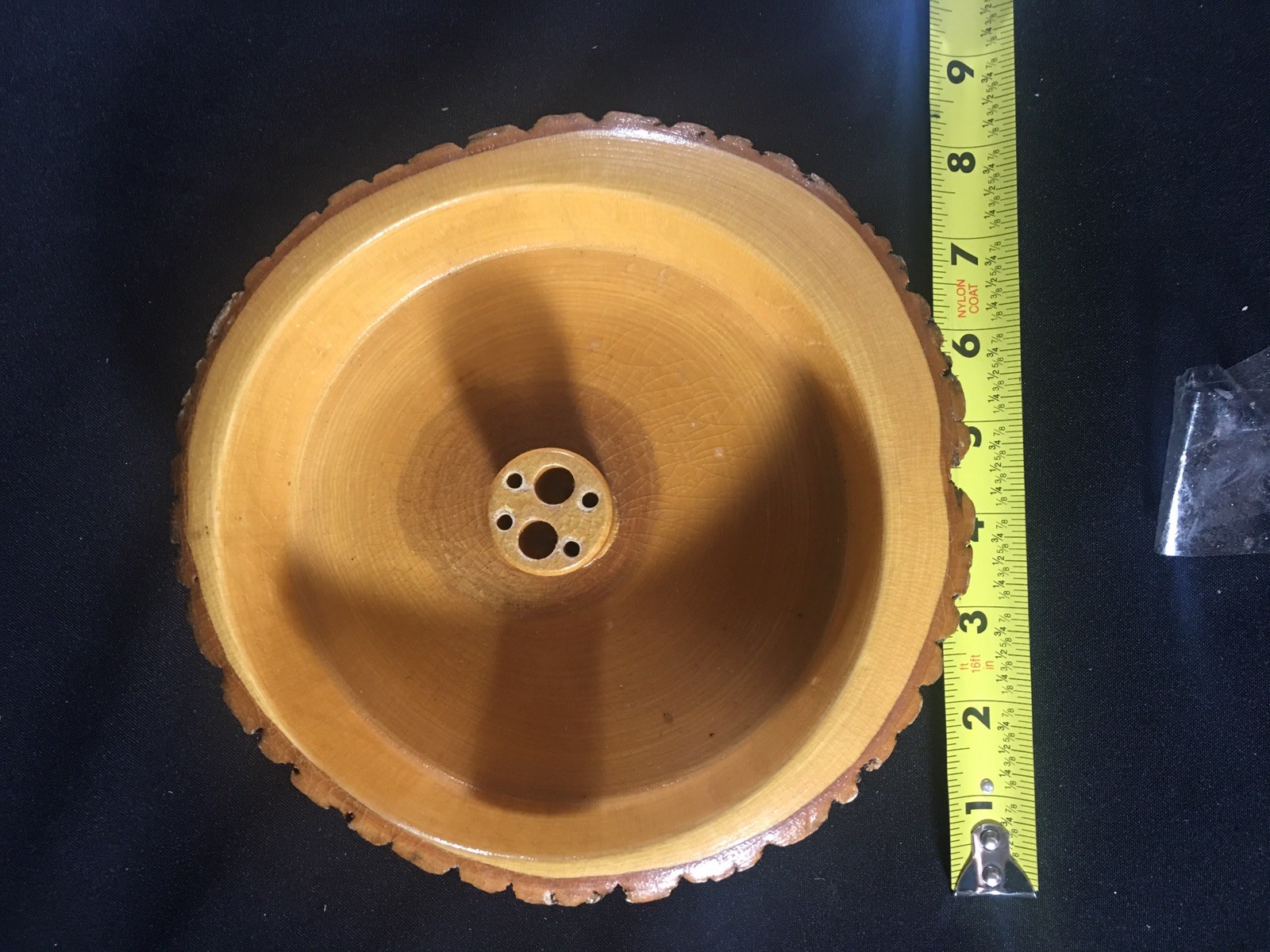 Vintage Wooden Nutcracker Nut Bowl Natural Tree Bark Wood Dish Rustic MCM