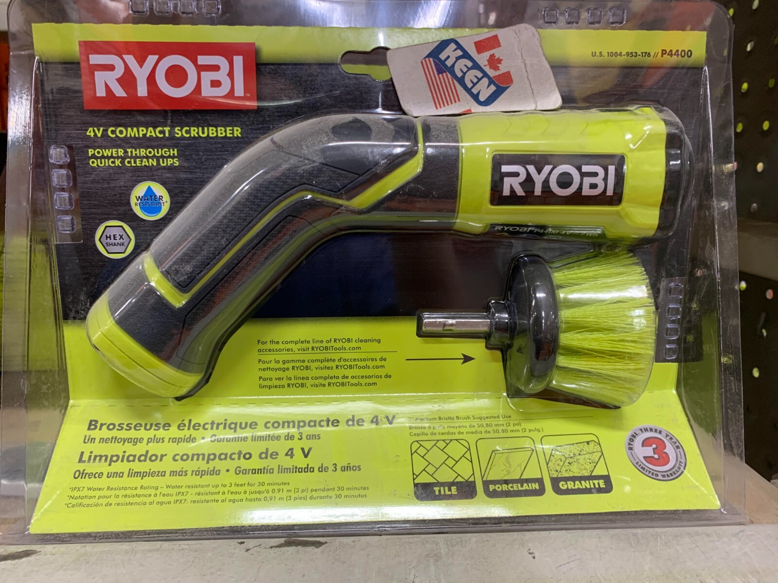 RYOBI CANADA 4V Cordless Compact Scrubber with internal 4V