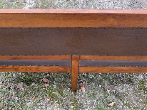 Antique Railroad Train Station Bench Spring Leather Knights Of Pythias Lodge