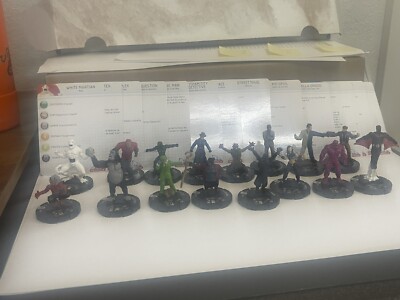 Wizkids DC Heroclix Arkham Asylum Complete Common Set (1-16) w/ cards! 