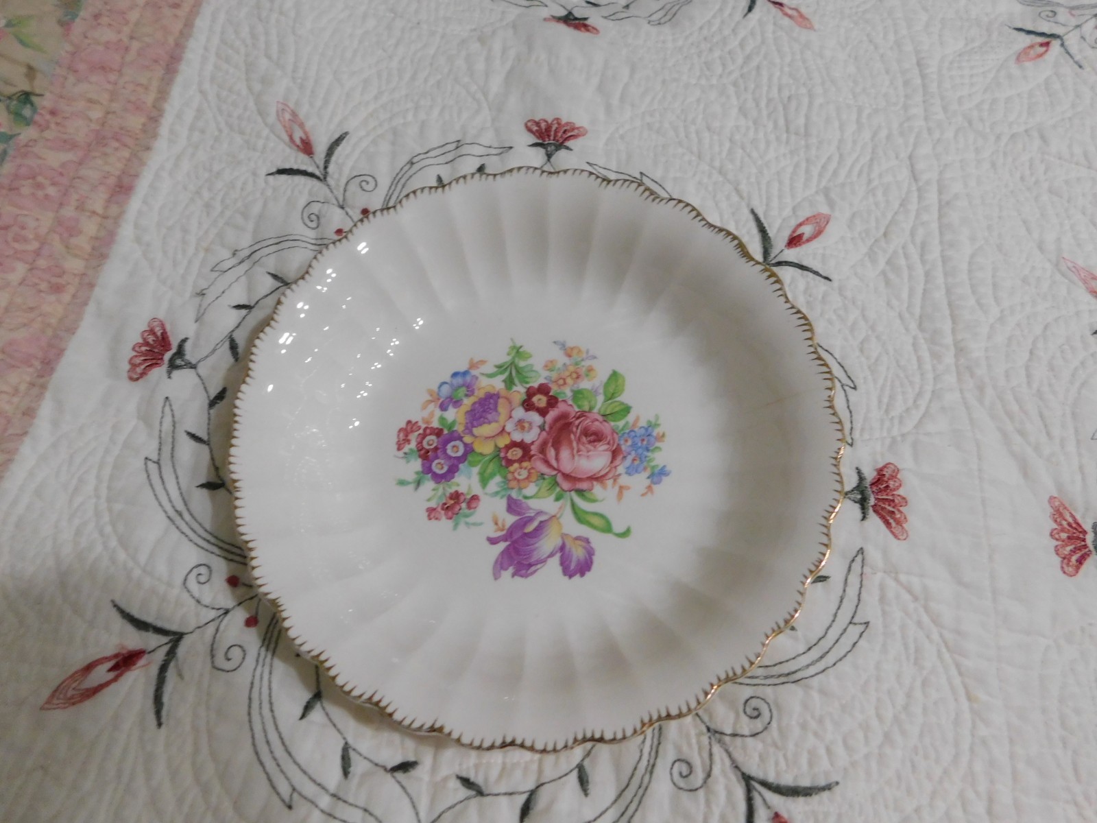 2 Leigh Ware Leigh Potters 1930's Limoges cereal bowl USA Floral Gold 22K