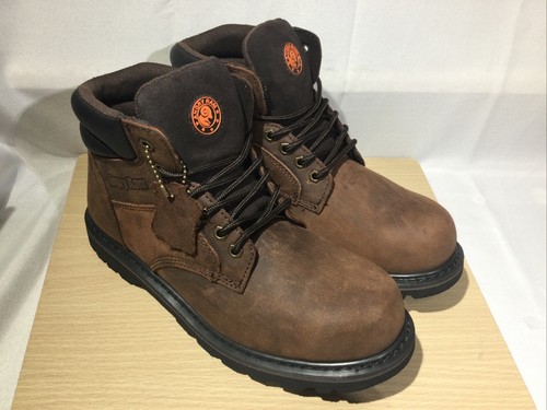 Construction Leather Work Boots Brown 