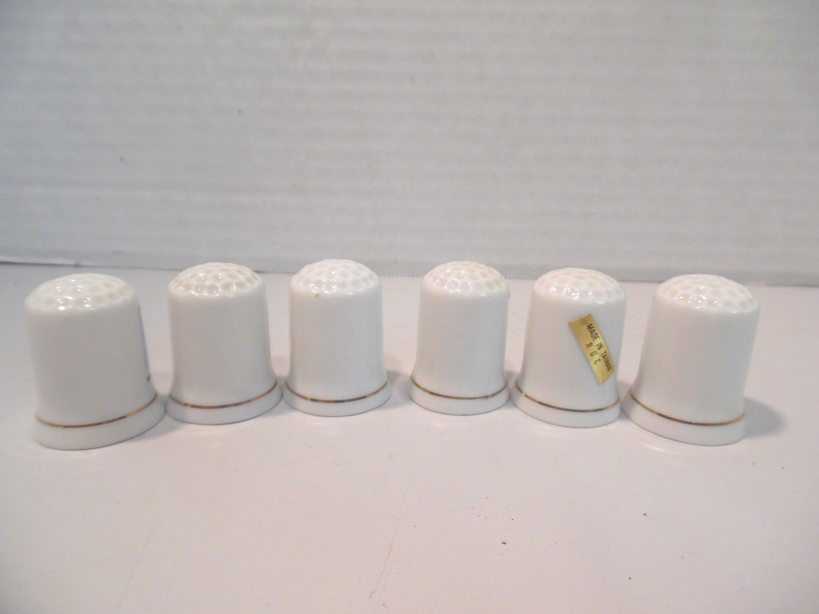 PORCELAIN THIMBLES WITH CLASSIC KITCHEN BRANDS SET OF SIX