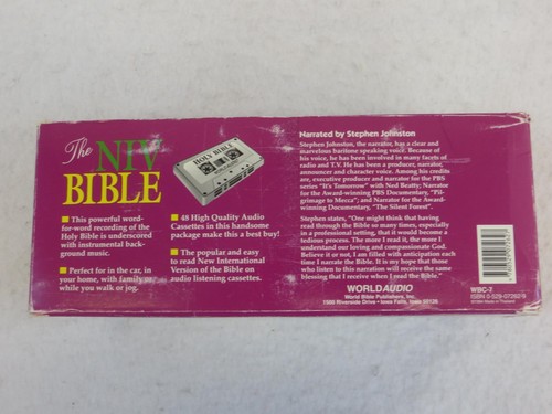 THE NIV BIBLE ON AUDIO CASSETTE Narrated by Steven Johnston 48 Cassette Box Set