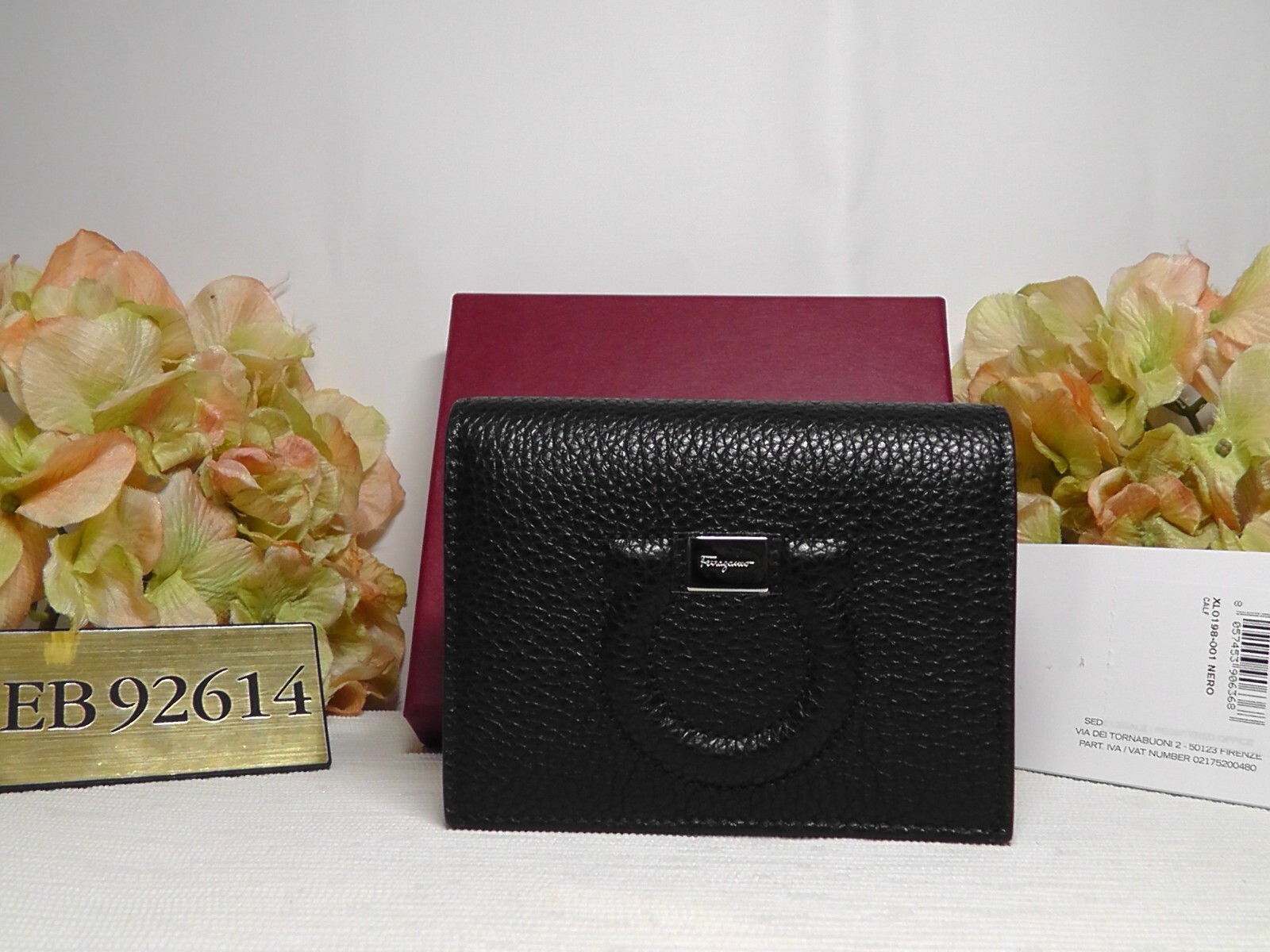 財布・小物その他 Ferragamo Textured Black Calfskin Gancini Wallet Salvatore Ferragamo Black Mini Gancini Pebbled Leather