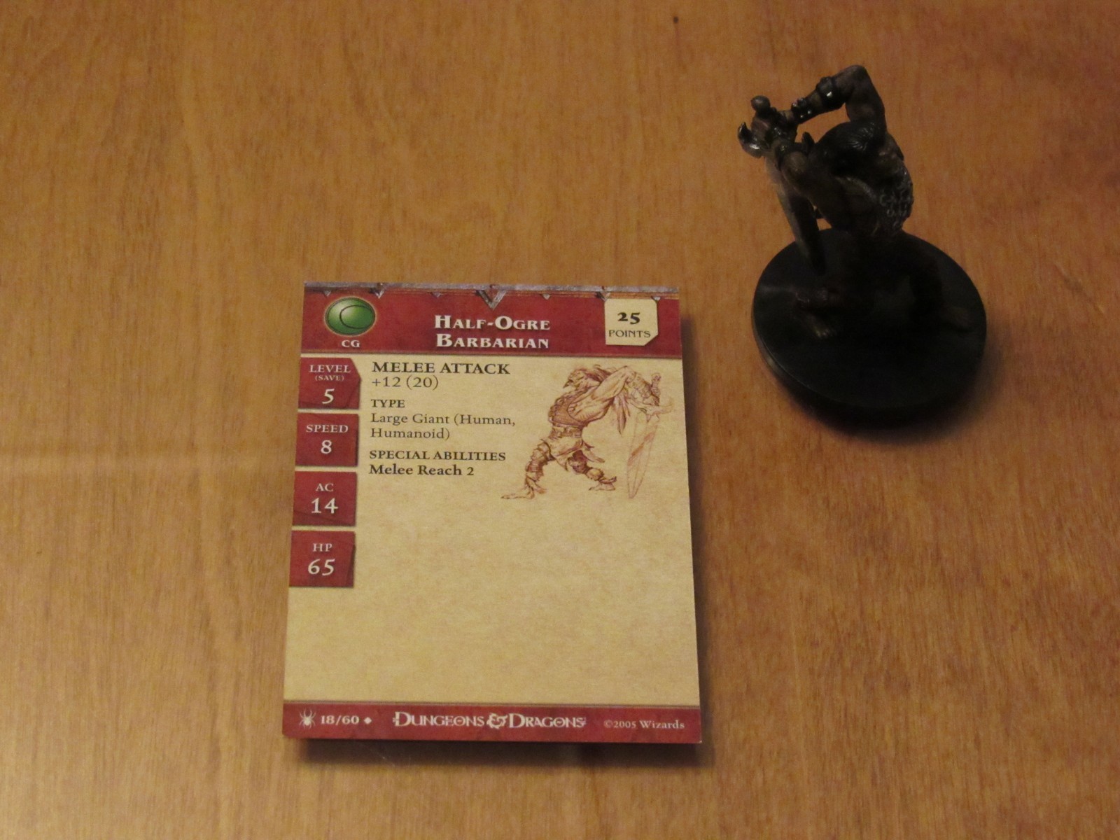 D&D Mini Half-Ogre Barbarian - with Card