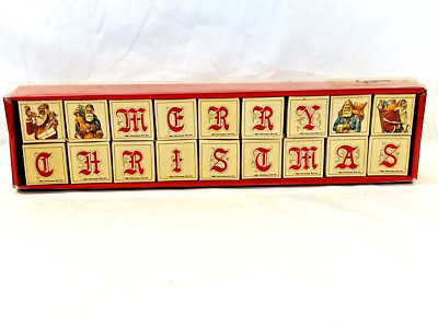 '83 Christmas Eve String Carboard Blocks Tree Merry Christmas Ornaments Home Dec
