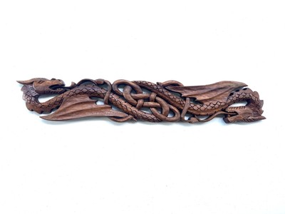 Two Dragons Carving Frame - 24x4 inch Handmade Wall Art for Home Decor