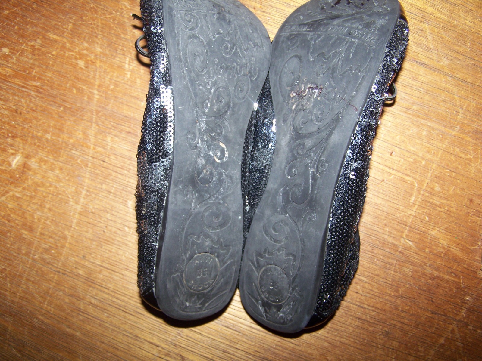 PRIMIGI BLACK PATENT LEATHER SILVER SEQUIN BALLET FLATS SHOES. 36.