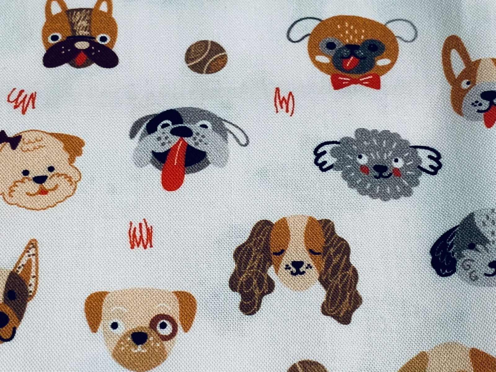 Fabric Whiskers and Tails Dogs on White KAUFMAN Cotton 1/4 Yard SRK-20416-1