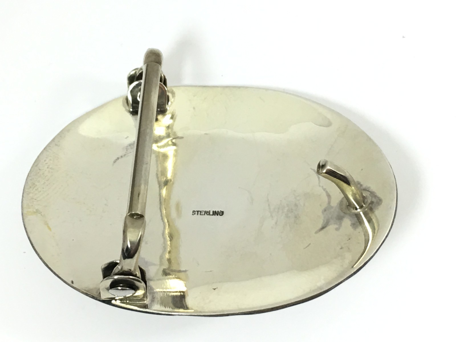 Navajo Sterling Silver Belt Buckle Sleeping Beauty Turquoise Vintage 1614-LNP