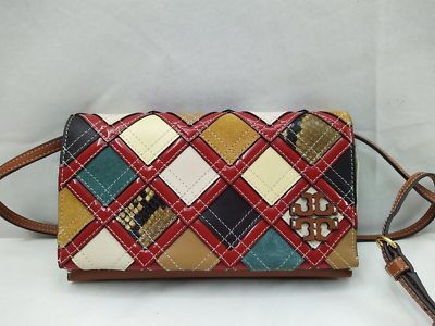 Tory Burch McGraw Patchwork Multicolor Leather Wallet Crossbody Bag NWT 498
