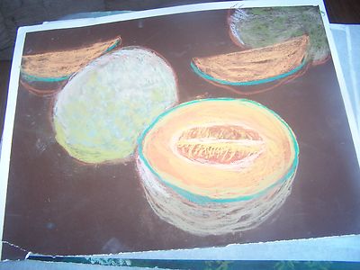 Original Pastel By Peg Humphreys, Cantaloupe 14.5"x 19.5" 