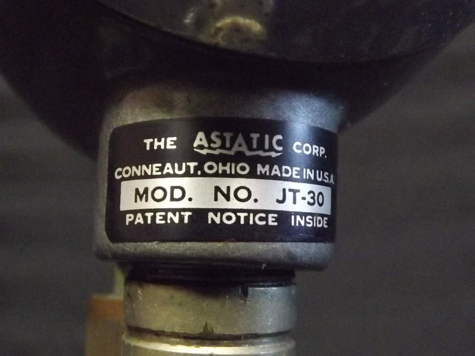 VTG Astatic JT-30 crystal harp chrome face bullet mic on period desktop stand