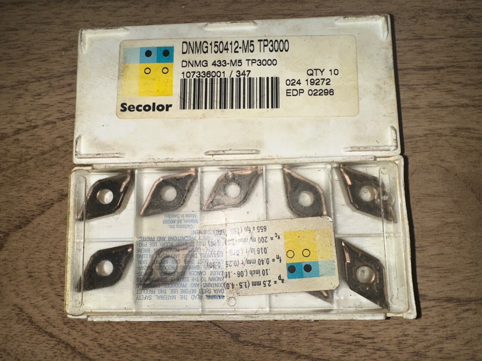 SECO CARBIDE INSERTS QUANTITY 10 DNMG 150412-M5 TP3000 DNMG 443-M5