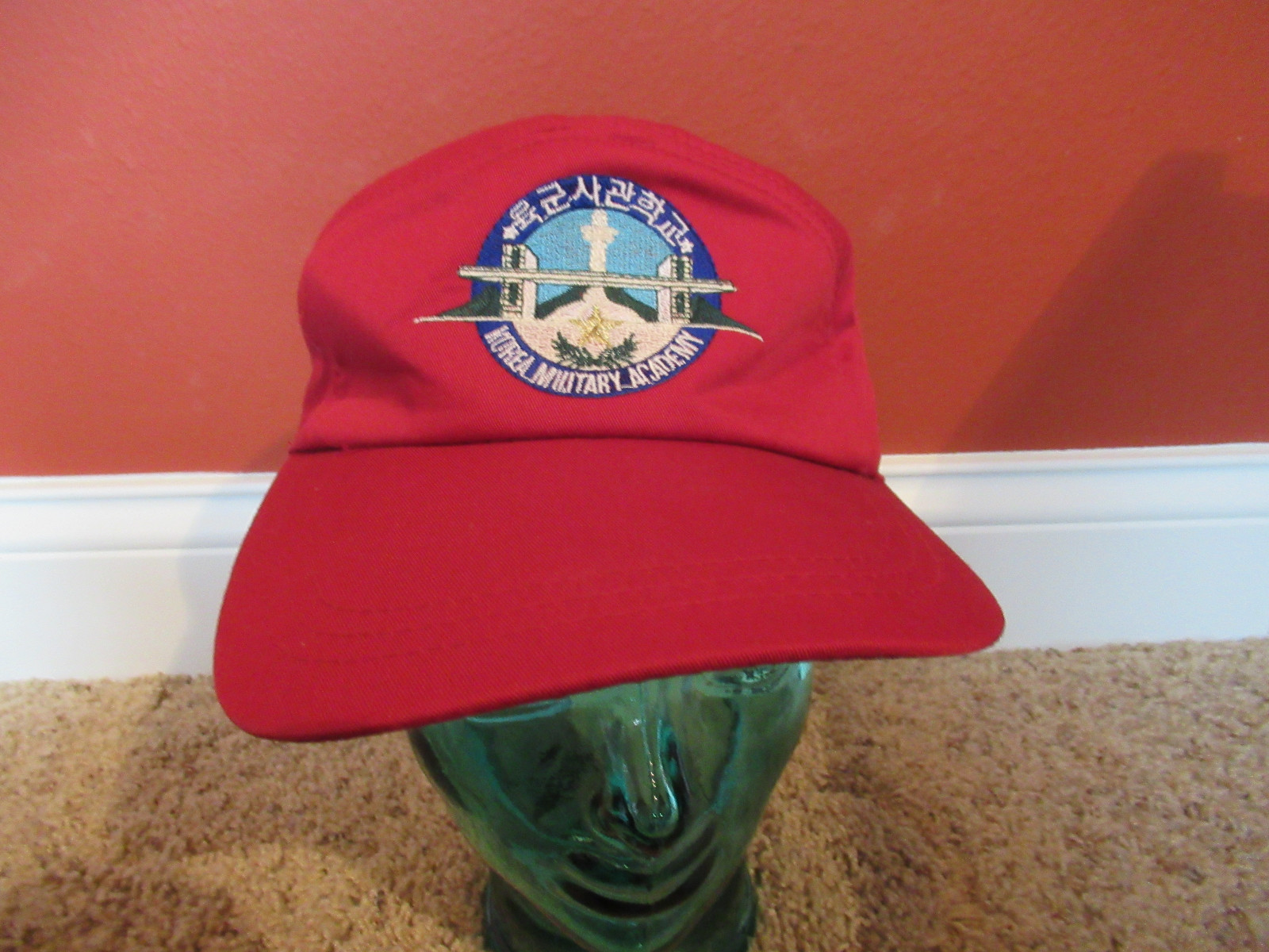 Korea Military Academy red Cap Hat, South Korea, Hard to Korea Military Academy red Cap Hat, South Korea, Hard to