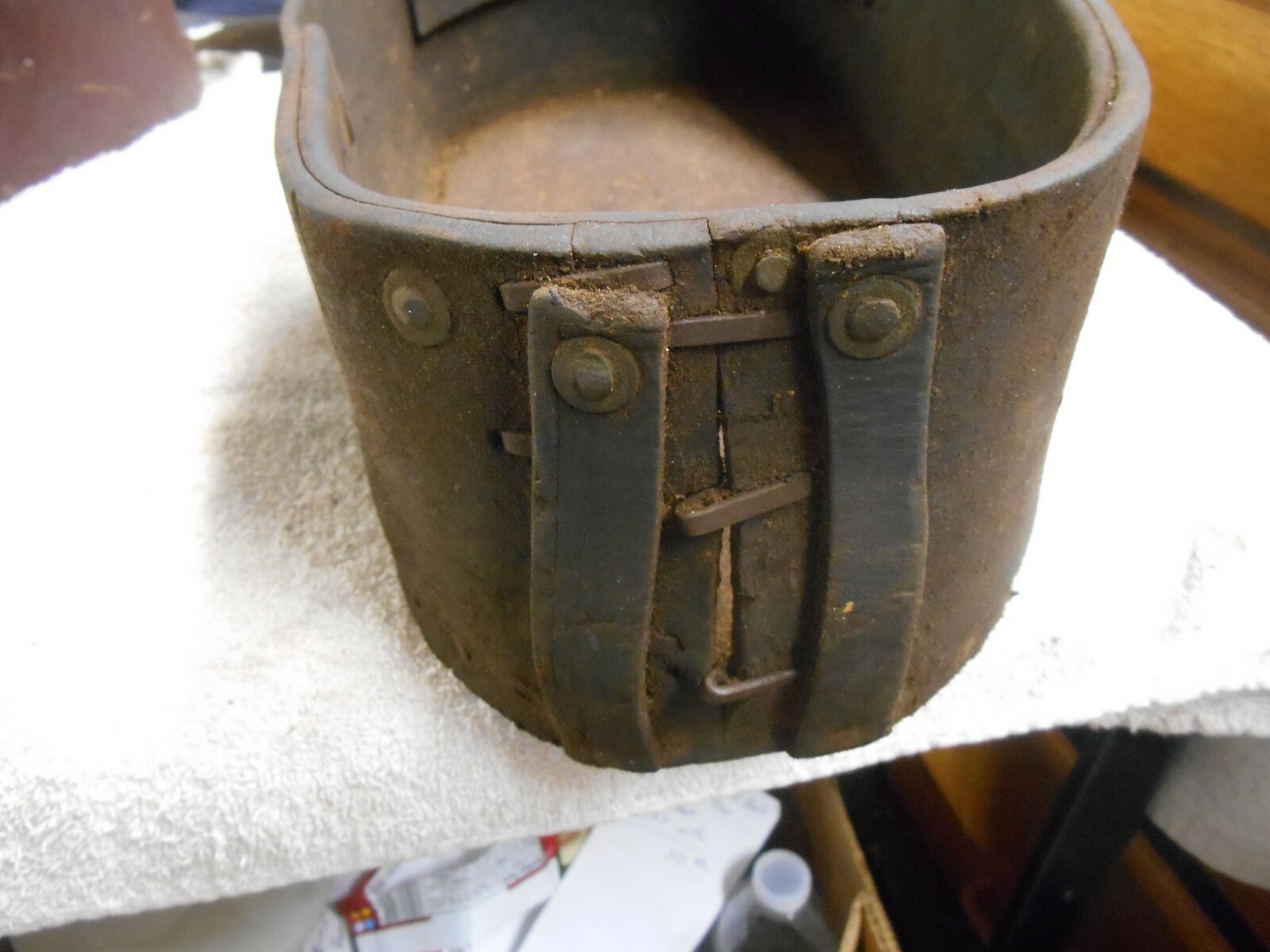 Primitive Leather / Wood Tool Holder, made from  Leather Drive belt, Handmade