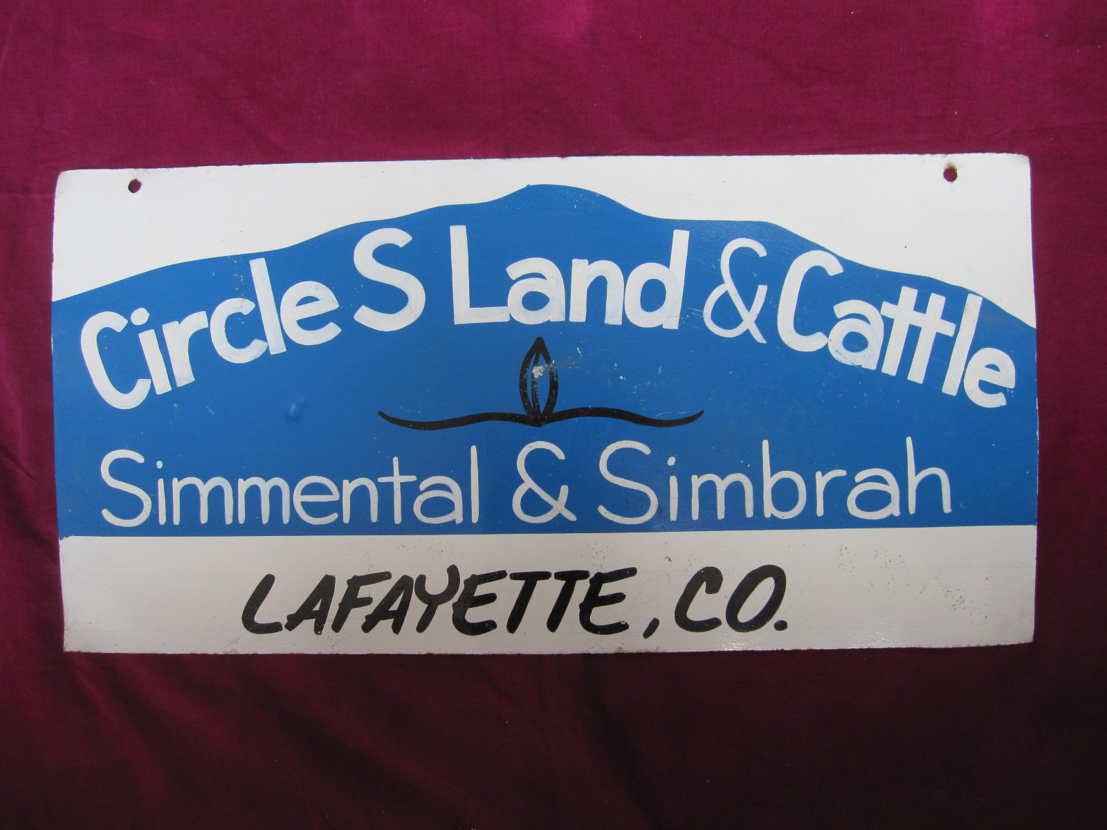 Metal cattle ranch sign, Circle S Land & Cattle, Lafayette, CO, preowned,1980's