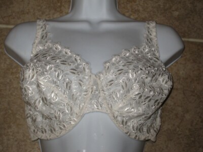 Playtex Secrets Embroidered Cream Lace UW Bra 42D Style #4302