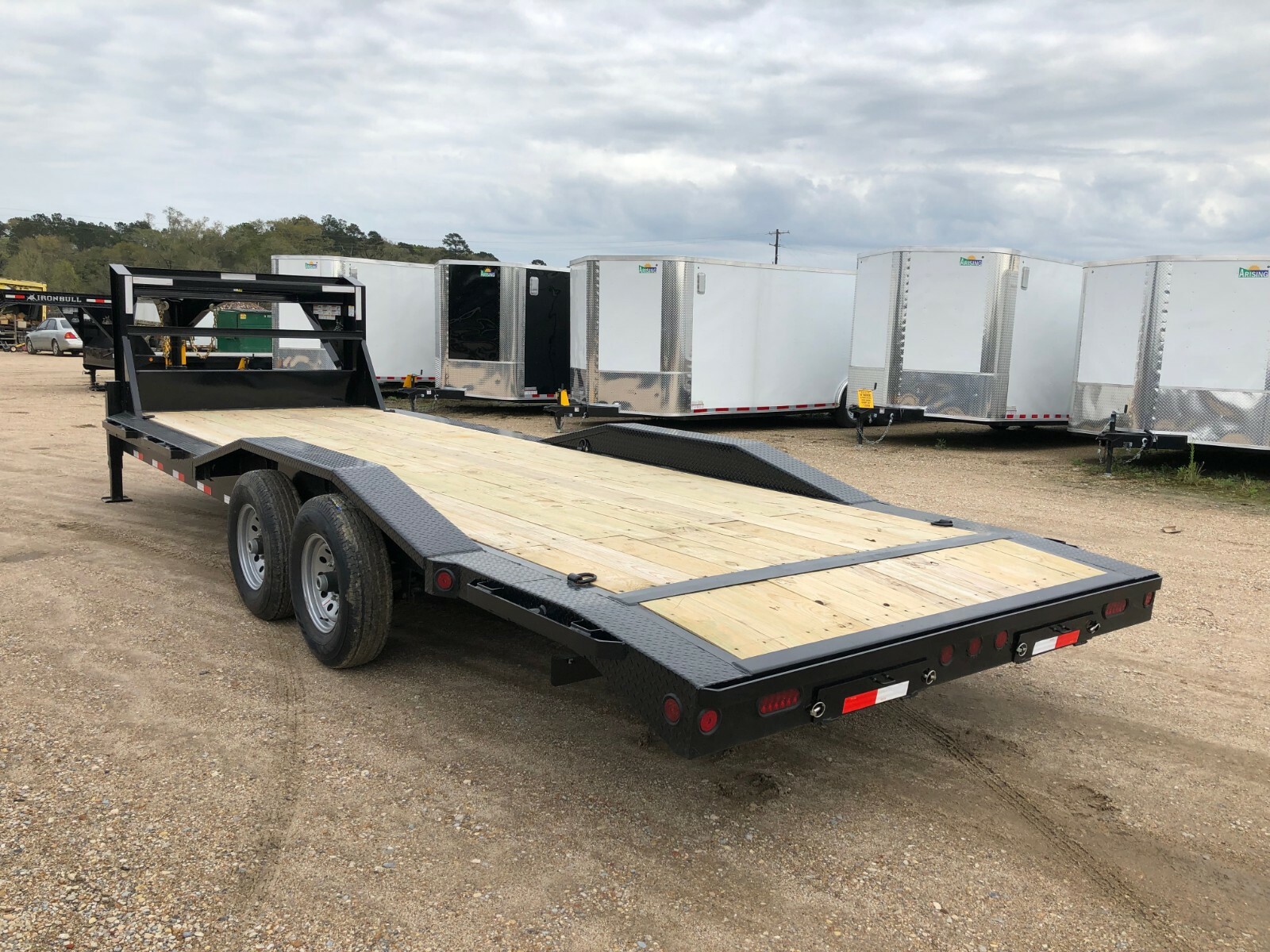 24' GOOSENECK CAR HAULER EQUIPMENT TRAILER--2/7000 AXLES-SIR-IRONBULL BRAND NEW